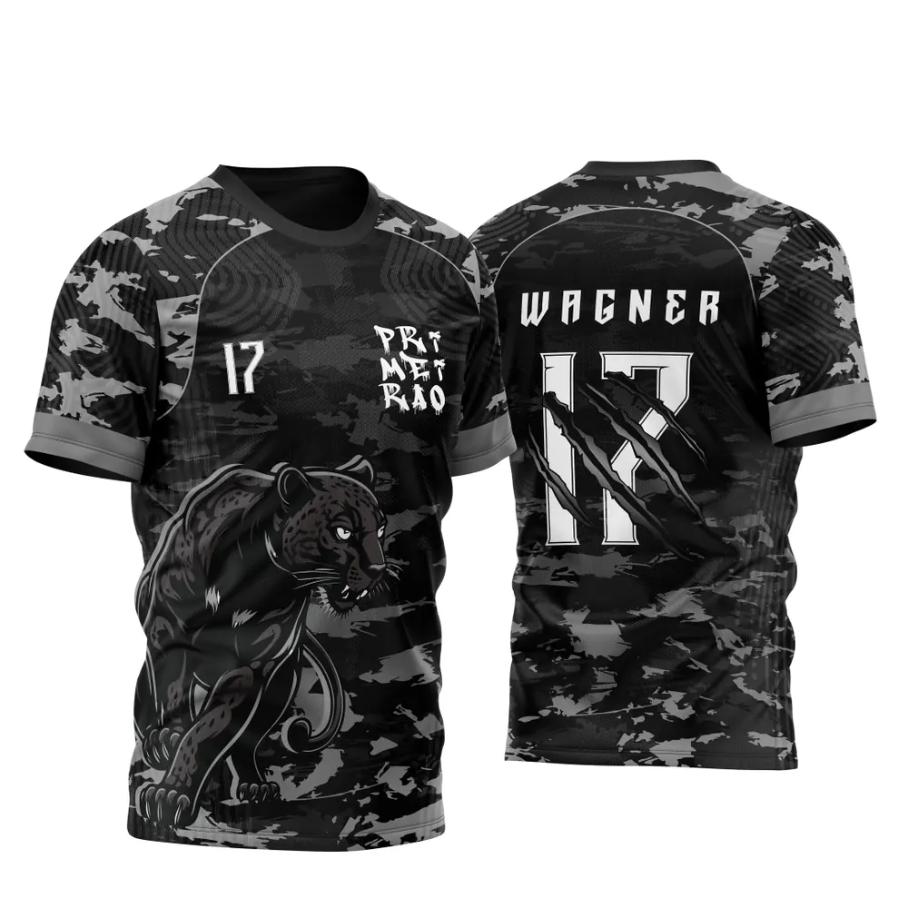 Template Camisa Primeirão Pantera Negra Tons de Cinza Camuflagem