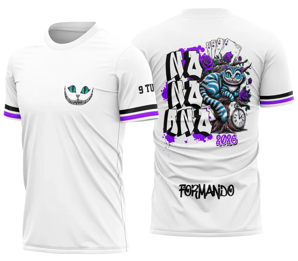 Arte Camisa Nono Ano Gato Alice no País das Maravilhas