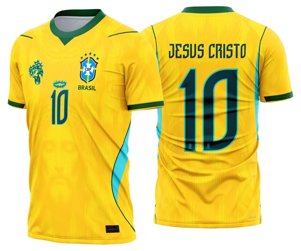 Arte Camisa Brasil Conceito Jesus Cristo Amarela 2026