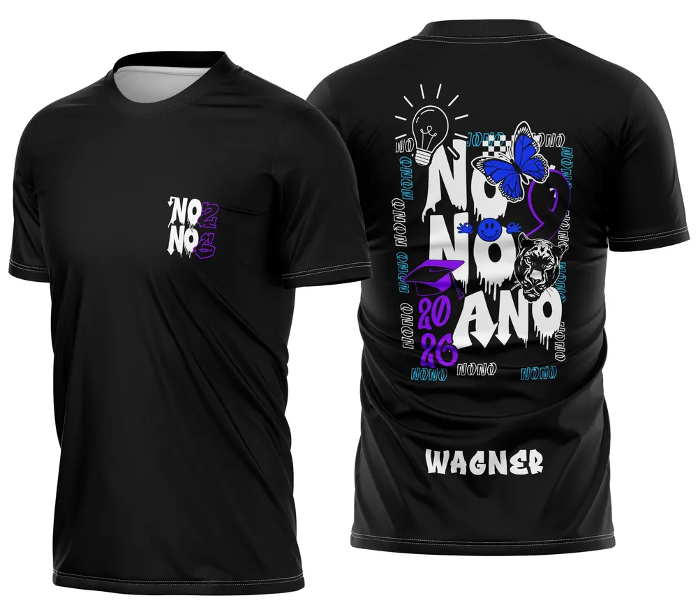 Arte Camisa Nono Ano Pantera e Borboleta