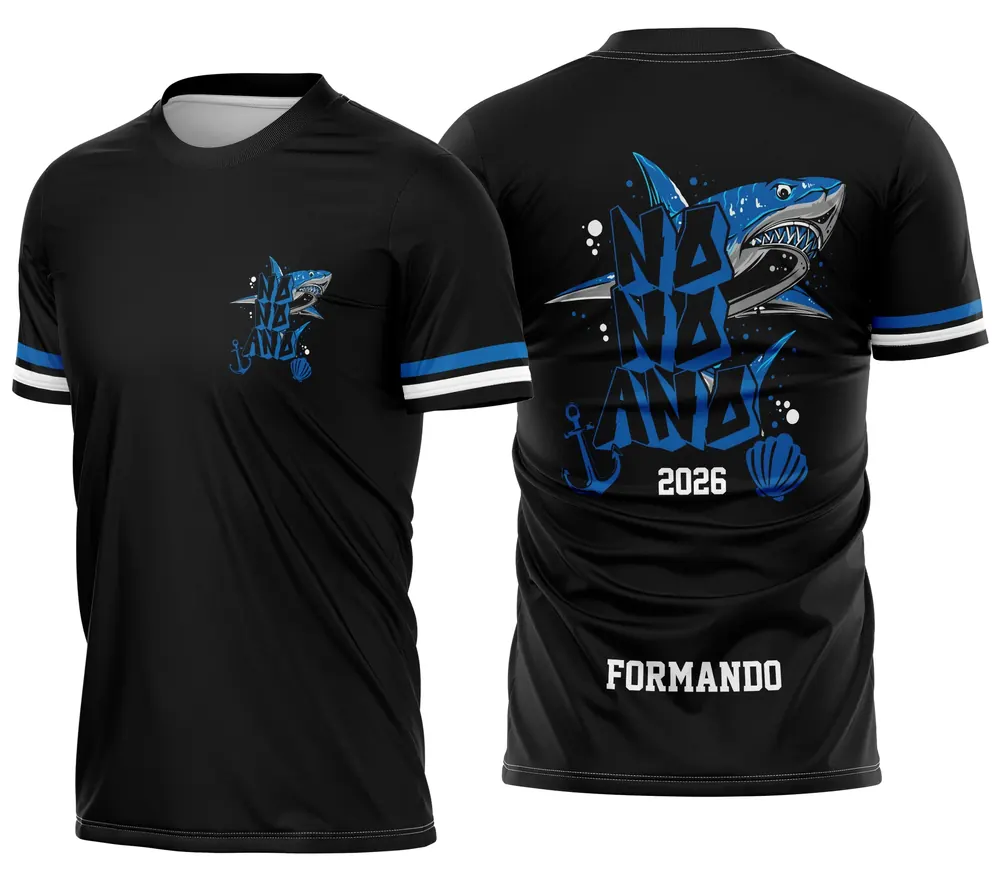 Arte Camisa Nono Ano Tubarão Azul