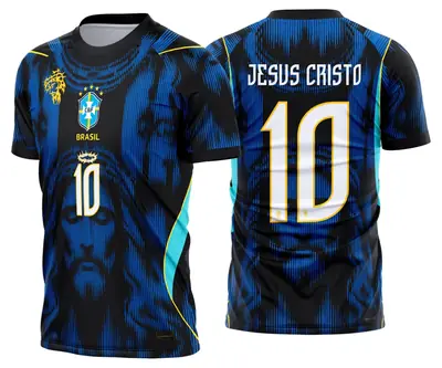 Arte Camisa Brasil Conceito Jesus Cristo Azul 2026