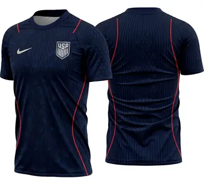 Arte Camisa Futebol Estados Unidos Copa do Mundo 2026 II Torcedor Azul Navy