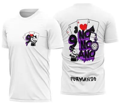 Arte Camisa Nono Ano Coelho, Cartas e Relógio